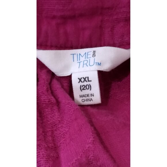 Time & Tru Fuchsia Top Size XXL (20) Square Neck Blouse Ruffled 3/4 Sleeves - Picture 7 of 8